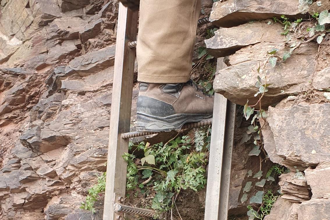 Leiter auf dem Klettersteig Calmont